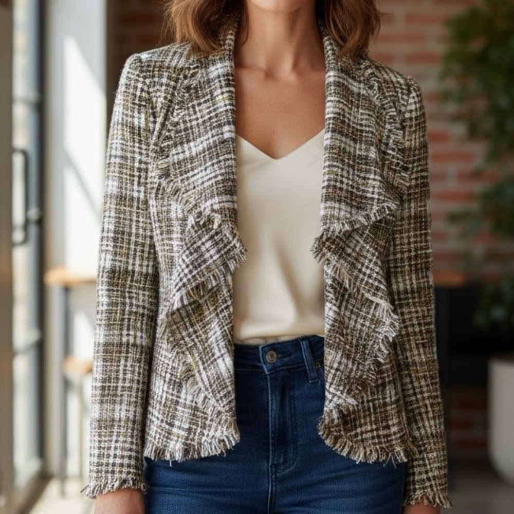 Katherine New York Frayed Tweed Blazer Jacket Whimsigoth Dark Academia Boho